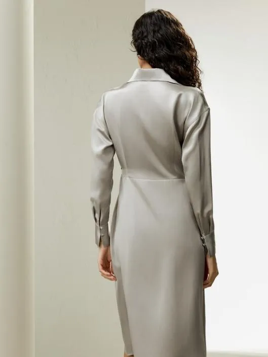 Collared Silk Wrap Dress Women Jumpsuits Lilysilk Dresses