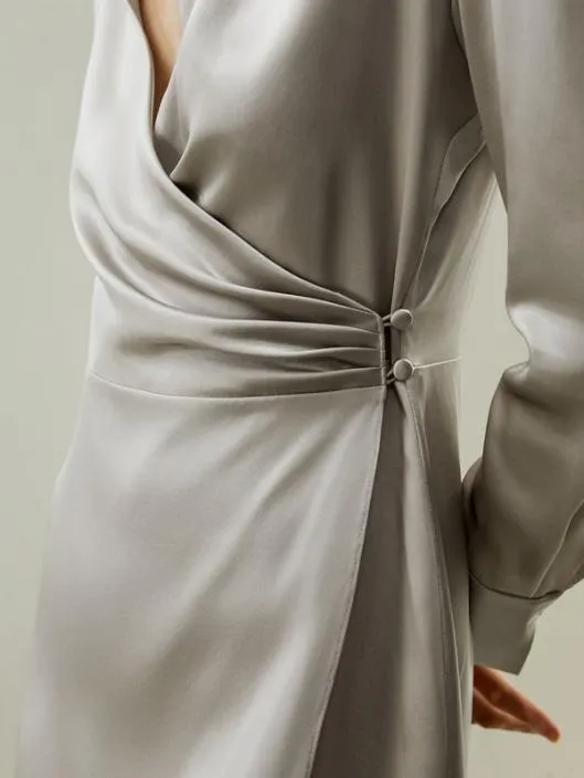 Collared Silk Wrap Dress Women Jumpsuits Lilysilk Dresses