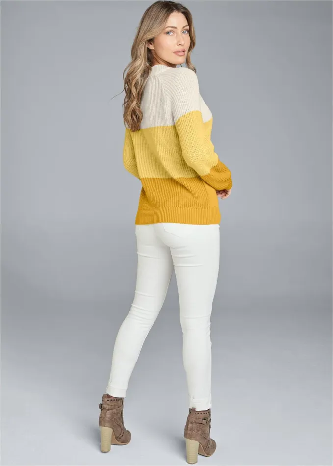 COLOR BLOCK SWEATER Yellow Multi Women VENUS Pullover