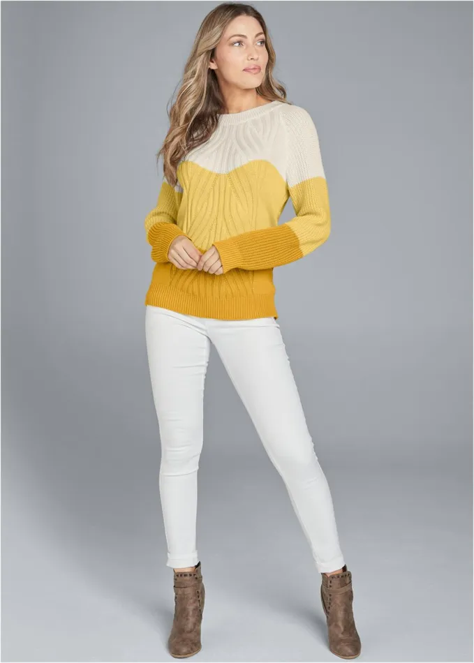 COLOR BLOCK SWEATER Yellow Multi Women VENUS Pullover