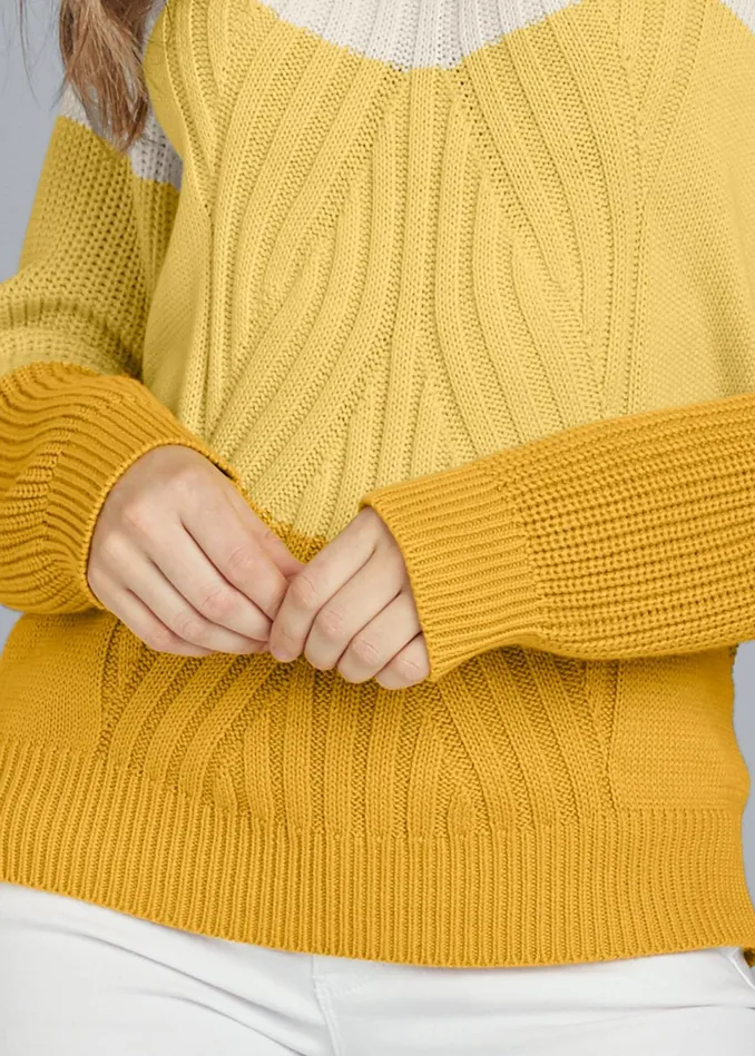 COLOR BLOCK SWEATER Yellow Multi Women VENUS Pullover