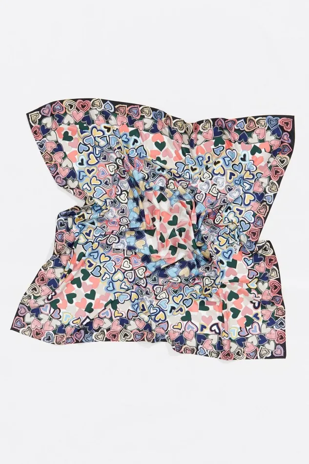 Coral Concentric Hearts Scarf Coral Women Bimba Y Lola Scarves Coral Concentric Hearts Scarf Coral Women Bimba Y Lola Scarves