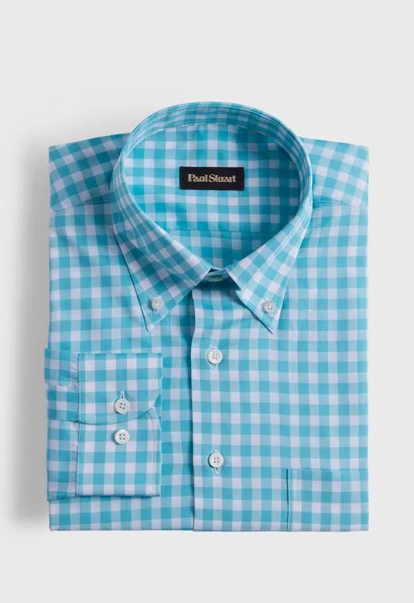 Cotton Gingham Sport Shirt Blue Mens Sport Shirts Paulstuart