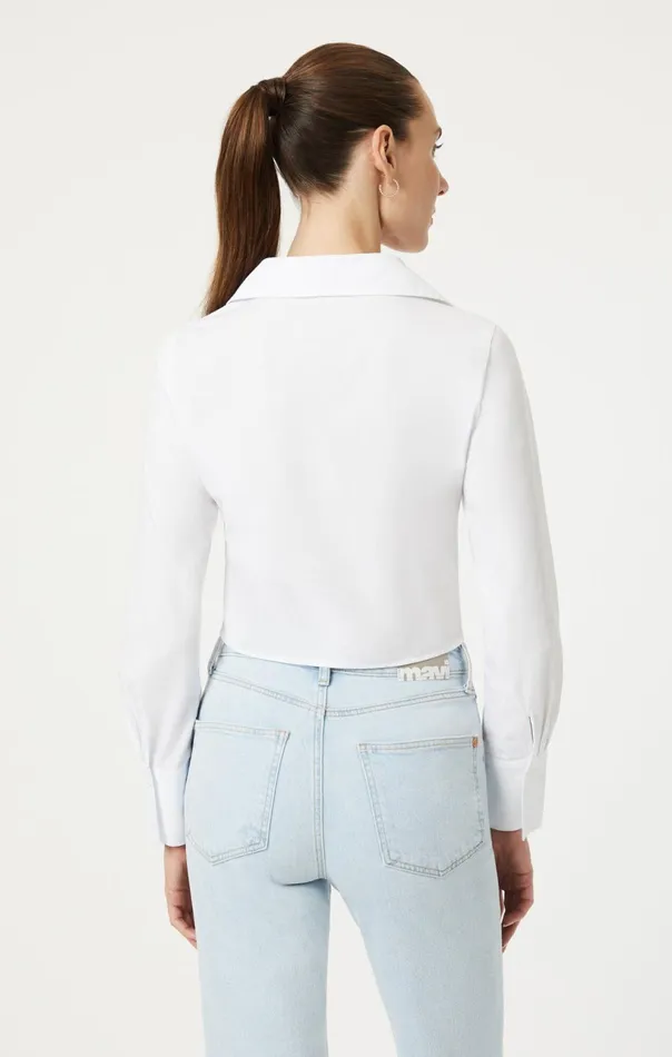 Cropped ButtonUp Shirt In White Women Mavi Jeans Tops and TShirts Cropped ButtonUp Shirt In White Women Mavi Jeans Tops and TShirts