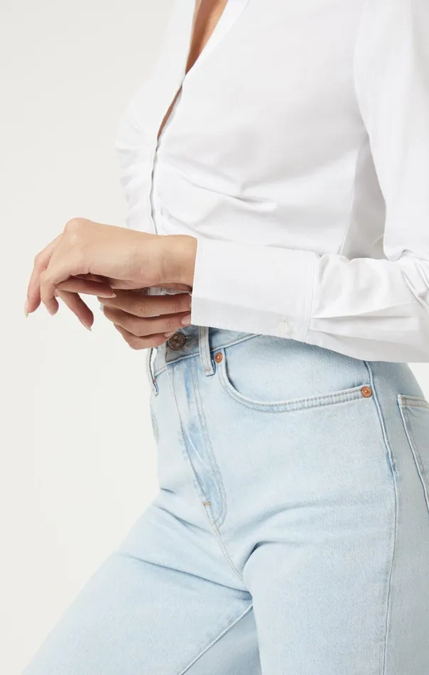 Cropped ButtonUp Shirt In White Women Mavi Jeans Tops and TShirts Cropped ButtonUp Shirt In White Women Mavi Jeans Tops and TShirts