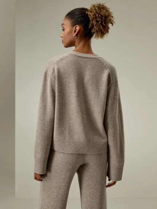 Cropped WoolCashmere Blend Cardigan Sweater Women Lilysilk Knitwear
