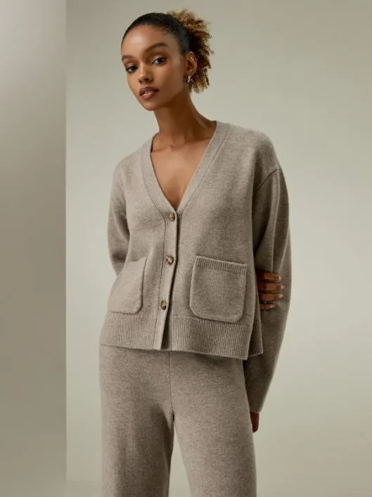 Cropped WoolCashmere Blend Cardigan Sweater Women Lilysilk Knitwear