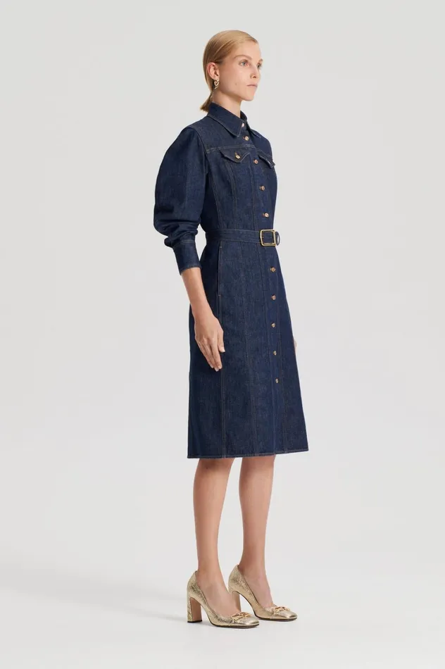 Denim Women Scanlan Theodore DENIM GOLD BUCKLE DRESS Indigob Denim Women Scanlan Theodore DENIM GOLD BUCKLE DRESS Indigob