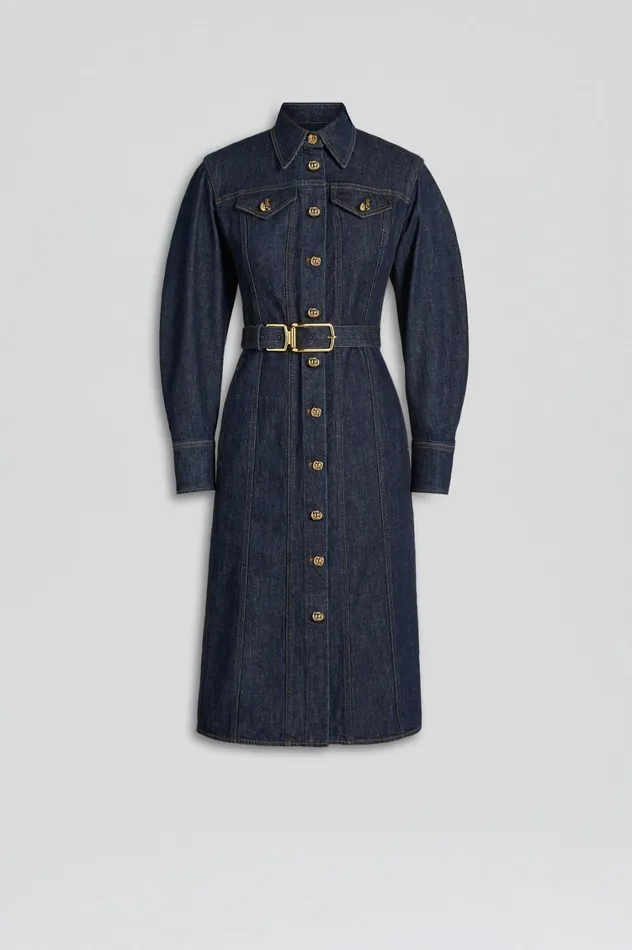 Denim Women Scanlan Theodore DENIM GOLD BUCKLE DRESS Indigob Denim Women Scanlan Theodore DENIM GOLD BUCKLE DRESS Indigob