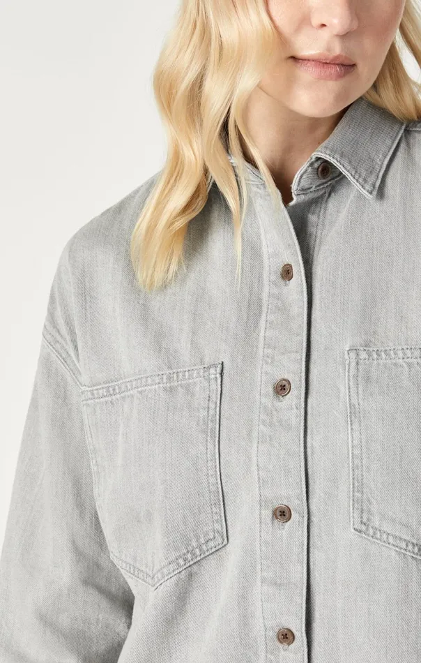 Dina Denim Shirt In Stone Natural Dye Women Mavi Jeans Shirts Dina Denim Shirt In Stone Natural Dye Women Mavi Jeans Shirts