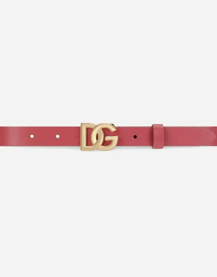 Dolce and Gabbana Accessories Children Calfskin Belt With DG Logo Fuchsia Dolce and Gabbana Accessories Children Calfskin Belt With DG Logo Fuchsia
