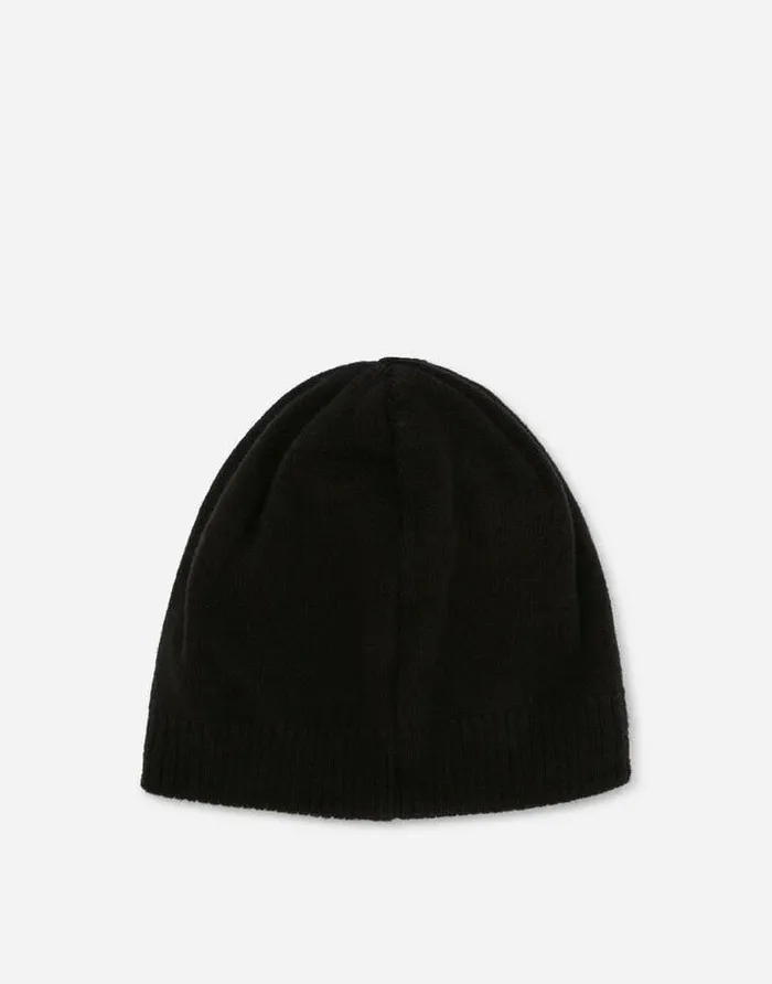 Dolce and Gabbana Accessories Children Plain Knit Hat With DG Patch Black Dolce and Gabbana Accessories Children Plain Knit Hat With DG Patch Black