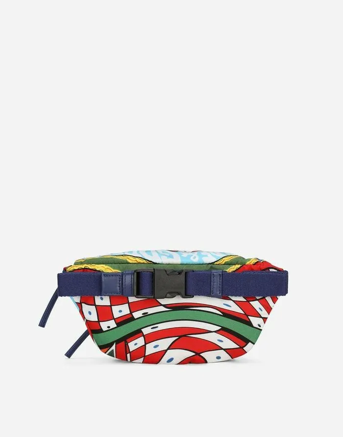 Dolce and Gabbana Accessories Children Printed Nylon Belt Bag Azure Dolce and Gabbana Accessories Children Printed Nylon Belt Bag Azure