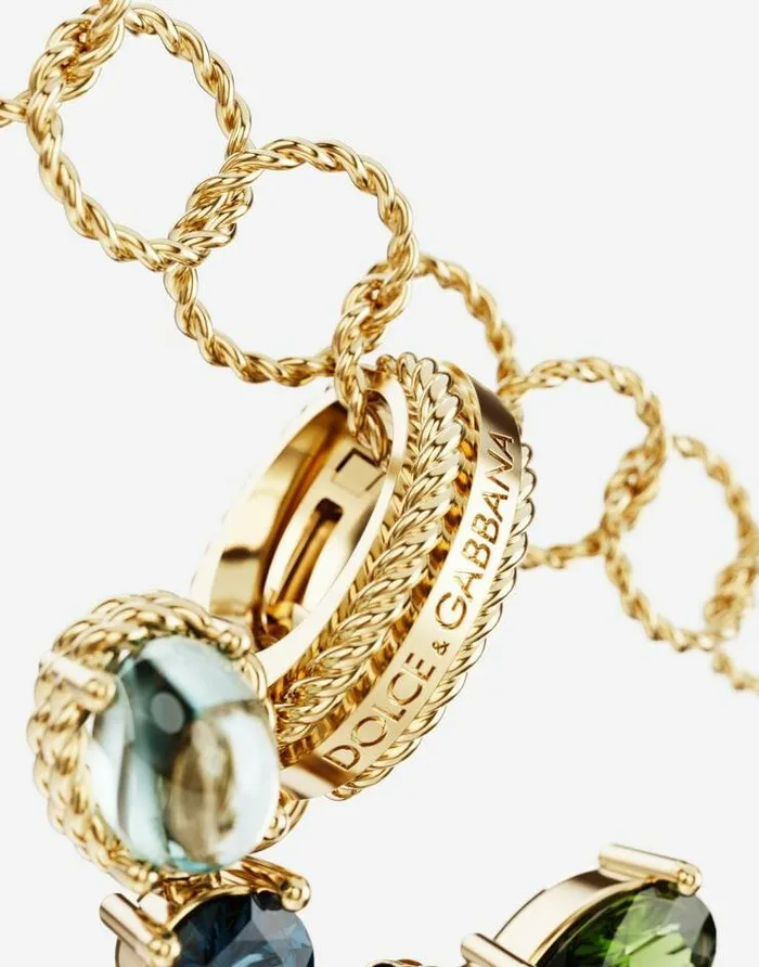 Dolce and Gabbana Alphabet Collection Women Rainbow Alphabet X 18 Kt Yellow Gold Charm With Multicolor Fine Gems Gold
