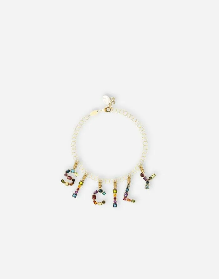 Dolce and Gabbana Alphabet Collection Women Rainbow Alphabet X 18 Kt Yellow Gold Charm With Multicolor Fine Gems Gold