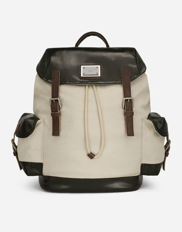 Dolce and Gabbana Backpacks And Fanny Packs Men Canvas Backpack Beige