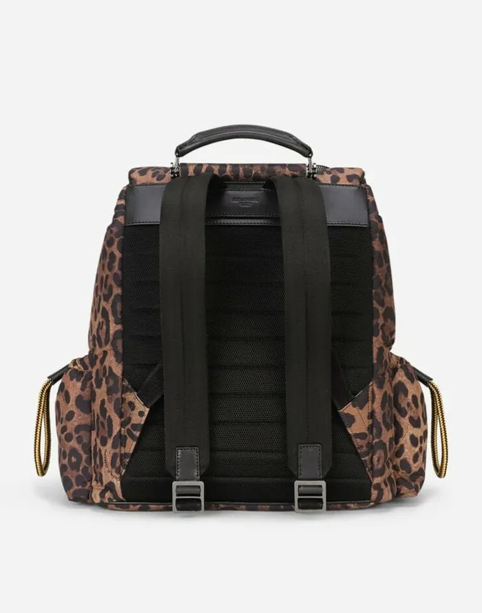 Dolce and Gabbana Backpacks And Fanny Packs MenWomen Leopardprint Sicily Backpack In Quilted Nylon Leo Print