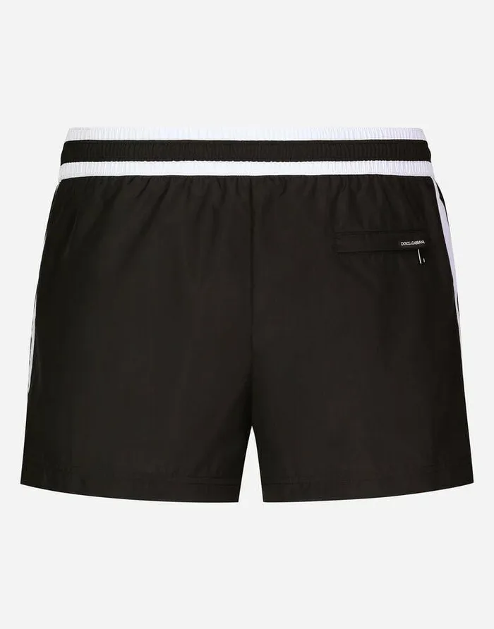 Dolce and Gabbana Beachwear Men Short Swim Trunks With DG Patch Multicolor Dolce and Gabbana Beachwear Men Short Swim Trunks With DG Patch Multicolor