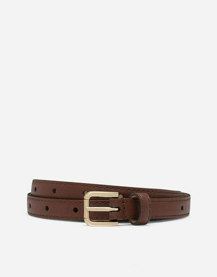Dolce and Gabbana Belts Women Belt With Logo Tag Brown