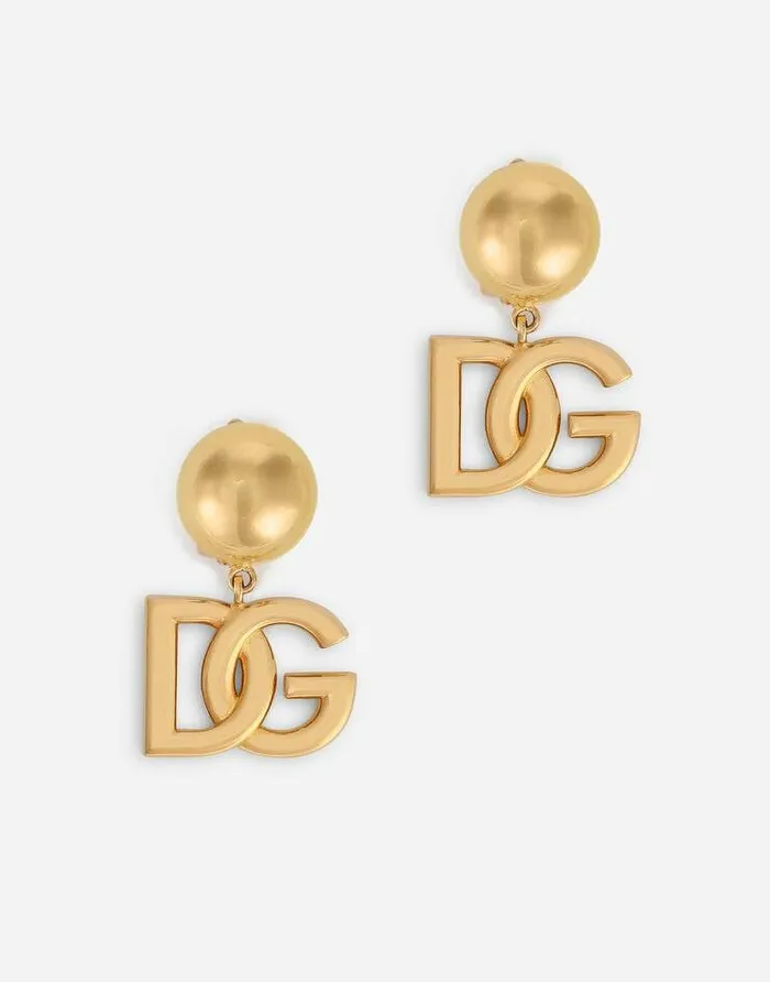 Dolce and Gabbana Bijoux Women Clipon Earrings With DG Logo Gold