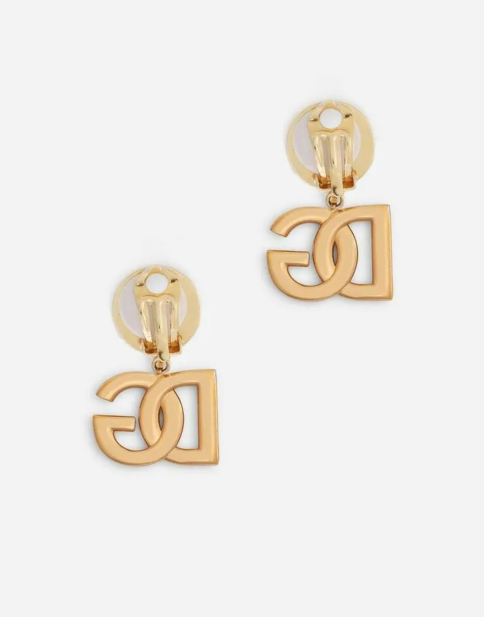 Dolce and Gabbana Bijoux Women Clipon Earrings With DG Logo Gold Dolce and Gabbana Bijoux Women Clipon Earrings With DG Logo Gold