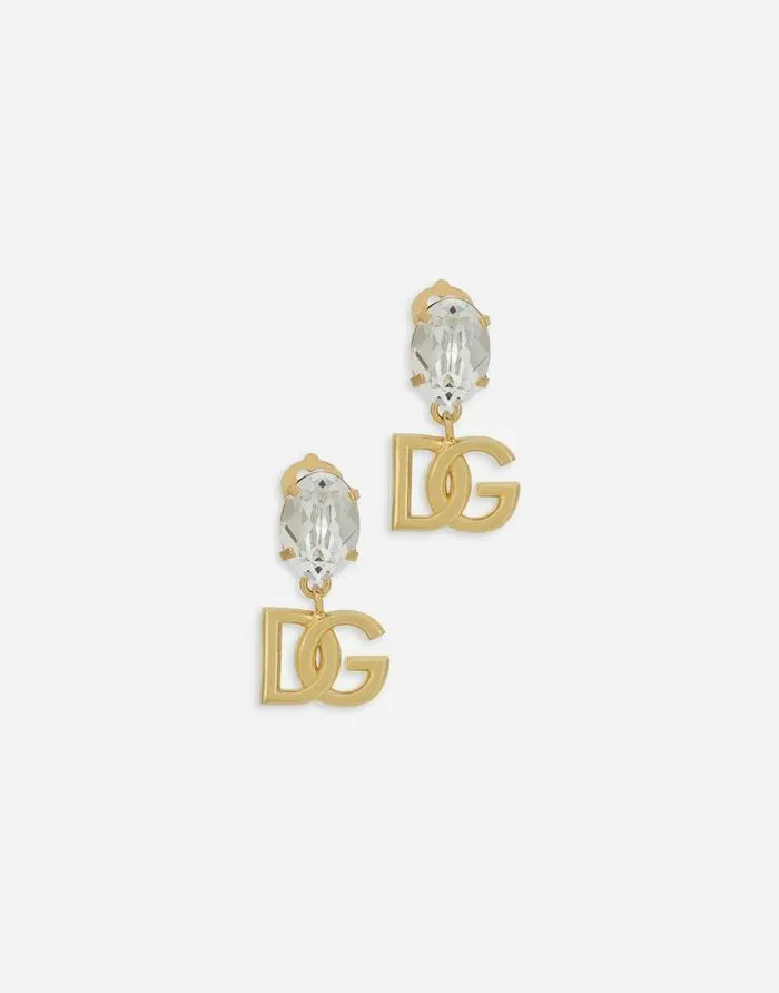 Dolce and Gabbana Bijoux Women Earrings With Rhinestones And DG Logo Gold