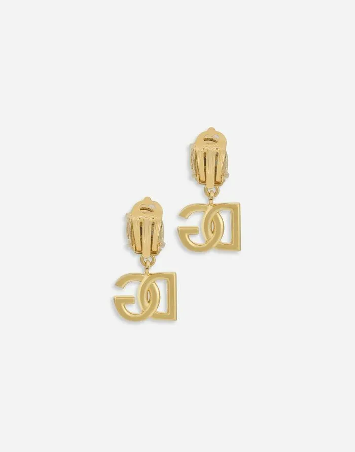 Dolce and Gabbana Bijoux Women Earrings With Rhinestones And DG Logo Gold Dolce and Gabbana Bijoux Women Earrings With Rhinestones And DG Logo Gold