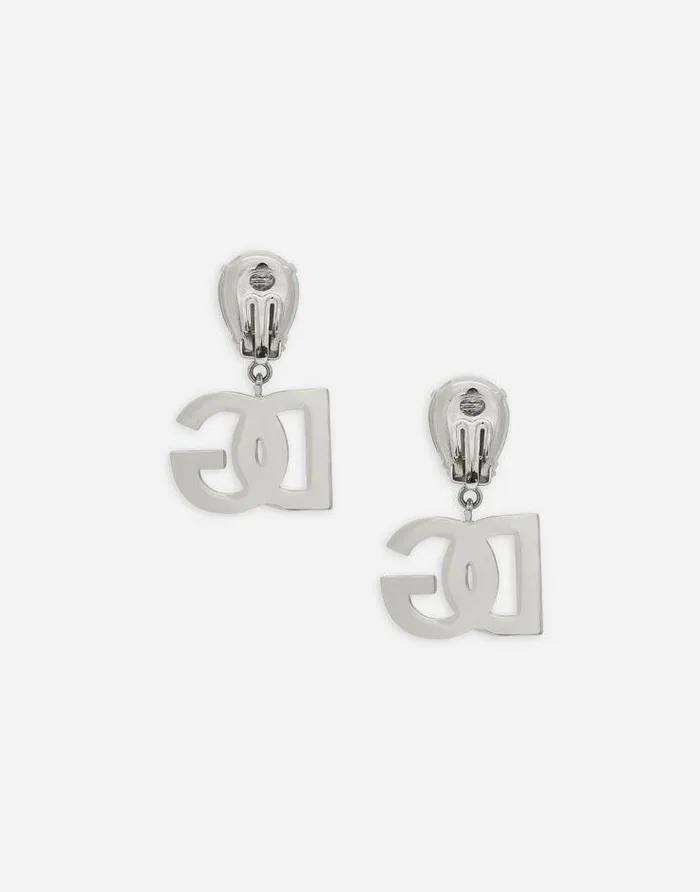 Dolce and Gabbana Bijoux Women Earrings With Rhinestones And DG Logo Silver Dolce and Gabbana Bijoux Women Earrings With Rhinestones And DG Logo Silver