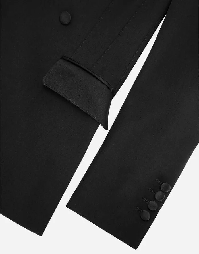 Dolce and Gabbana Blazers Women Doublebreasted Woolen Jacket With Flower Appliqu Black Dolce and Gabbana Blazers Women Doublebreasted Woolen Jacket With Flower Appliqu Black