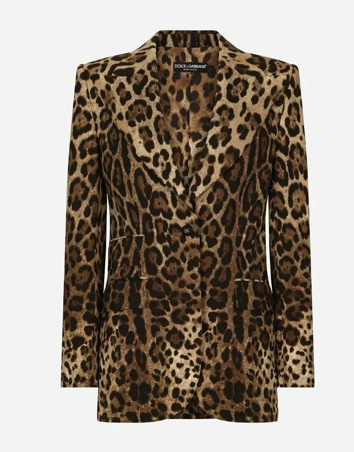 Dolce and Gabbana Blazers Women Leopardprint Wool Turlington Jacket Animal Print Dolce and Gabbana Blazers Women Leopardprint Wool Turlington Jacket Animal Print