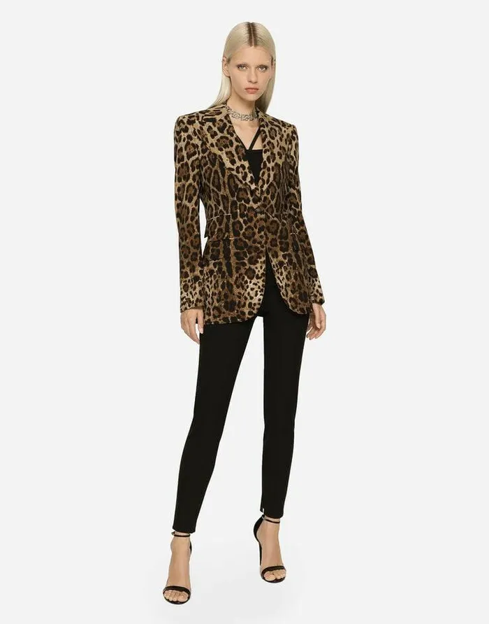 Dolce and Gabbana Blazers Women Leopardprint Wool Turlington Jacket Animal Print Dolce and Gabbana Blazers Women Leopardprint Wool Turlington Jacket Animal Print