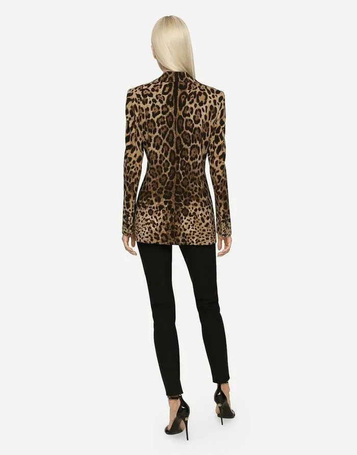 Dolce and Gabbana Blazers Women Leopardprint Wool Turlington Jacket Animal Print Dolce and Gabbana Blazers Women Leopardprint Wool Turlington Jacket Animal Print