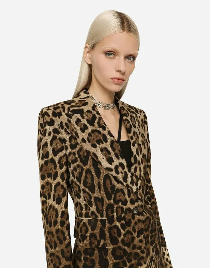 Dolce and Gabbana Blazers Women Leopardprint Wool Turlington Jacket Animal Print Dolce and Gabbana Blazers Women Leopardprint Wool Turlington Jacket Animal Print