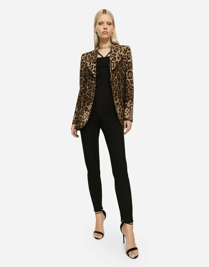 Dolce and Gabbana Blazers Women Leopardprint Wool Turlington Jacket Animal Print Dolce and Gabbana Blazers Women Leopardprint Wool Turlington Jacket Animal Print