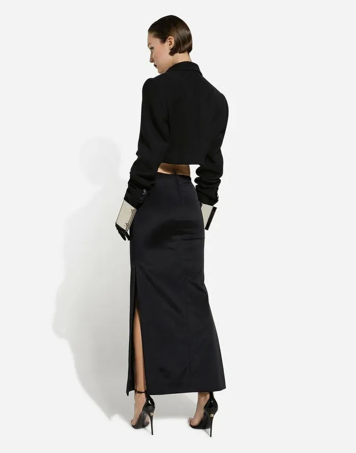Dolce and Gabbana Blazers Women Short Double Wool Tuxedo Jacket Black Dolce and Gabbana Blazers Women Short Double Wool Tuxedo Jacket Black