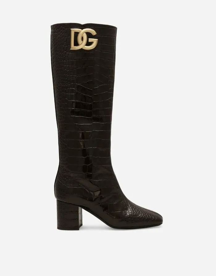 Dolce and Gabbana Boots And Booties Women Calfskin Boots Brown
