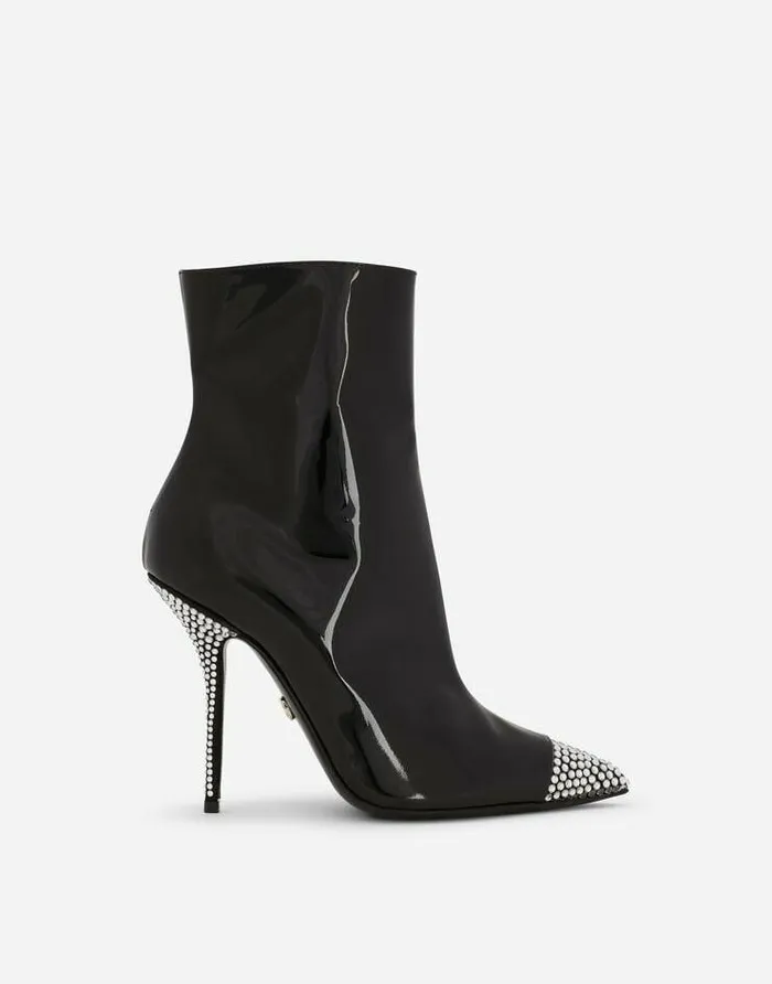 Dolce and Gabbana Boots And Booties Women Patent Leather Ankle Boots With Fusible Rhinestones Multicolor Dolce and Gabbana Boots And Booties Women Patent Leather Ankle Boots With Fusible Rhinestones Multicolor