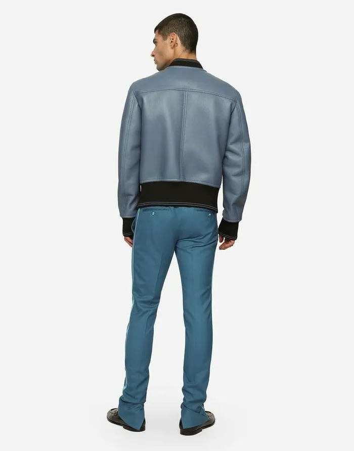 Dolce and Gabbana Coats And Jackets Men Bonded Lambskin Jacket Azure Dolce and Gabbana Coats And Jackets Men Bonded Lambskin Jacket Azure