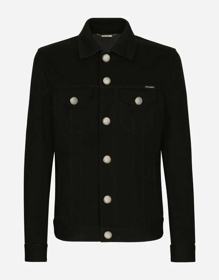 Dolce and Gabbana Coats And Jackets Men Jersey Jacket With Branded Tag Black