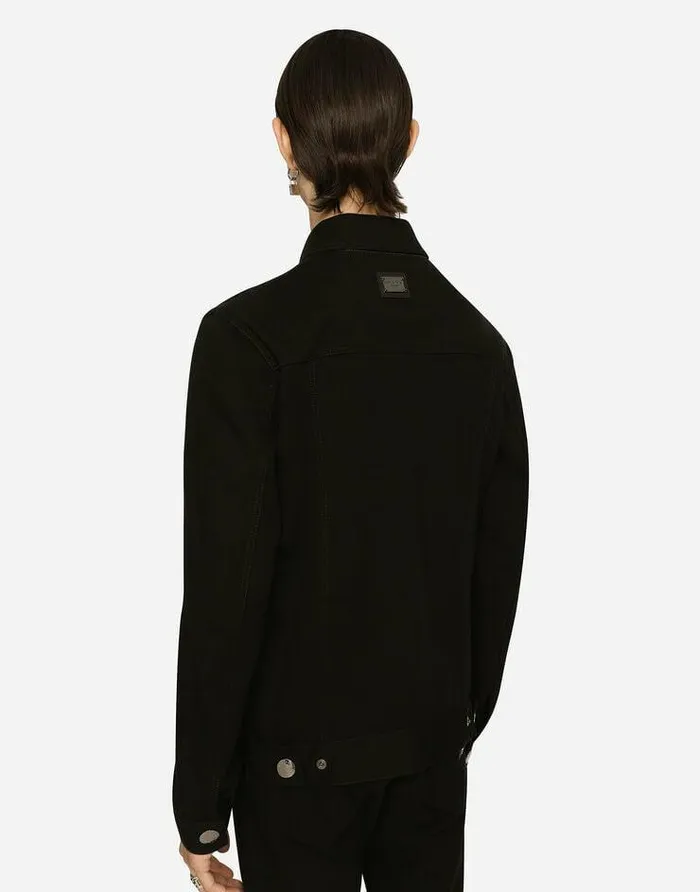 Dolce and Gabbana Coats And Jackets Men Jersey Jacket With Branded Tag Black Dolce and Gabbana Coats And Jackets Men Jersey Jacket With Branded Tag Black
