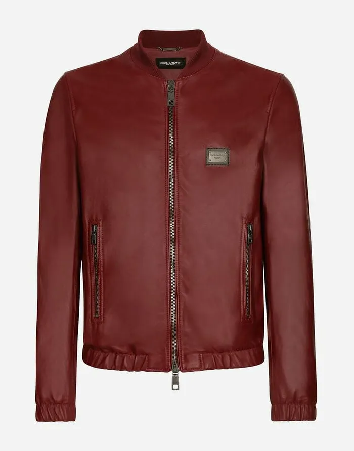 Dolce and Gabbana Coats And Jackets Men Leather Jacket With Branded Tag Bordeaux Dolce and Gabbana Coats And Jackets Men Leather Jacket With Branded Tag Bordeaux