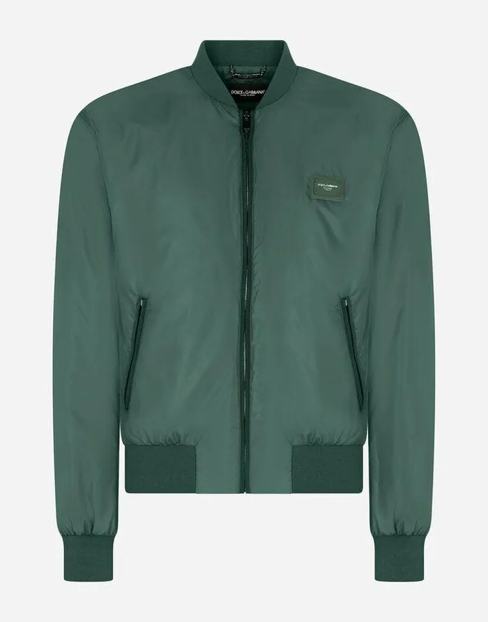 Dolce and Gabbana Coats And Jackets Men Nylon Jacket With Branded Plate Green Dolce and Gabbana Coats And Jackets Men Nylon Jacket With Branded Plate Green