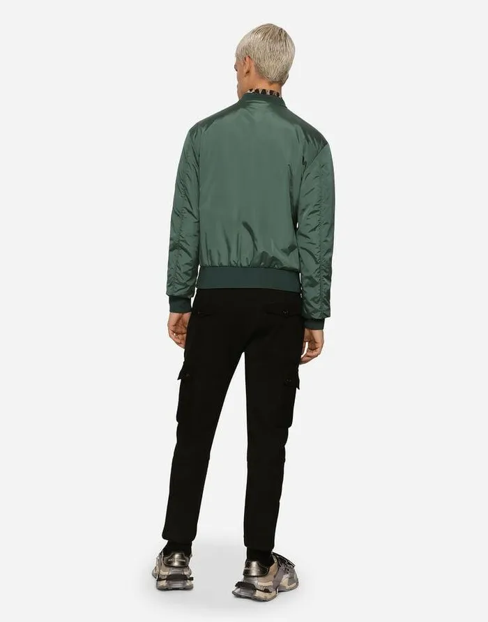 Dolce and Gabbana Coats And Jackets Men Nylon Jacket With Branded Plate Green Dolce and Gabbana Coats And Jackets Men Nylon Jacket With Branded Plate Green