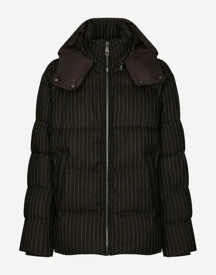 Dolce and Gabbana Coats And Jackets Men Quilted Pinstripe Wool Jacket Multicolor Dolce and Gabbana Coats And Jackets Men Quilted Pinstripe Wool Jacket Multicolor