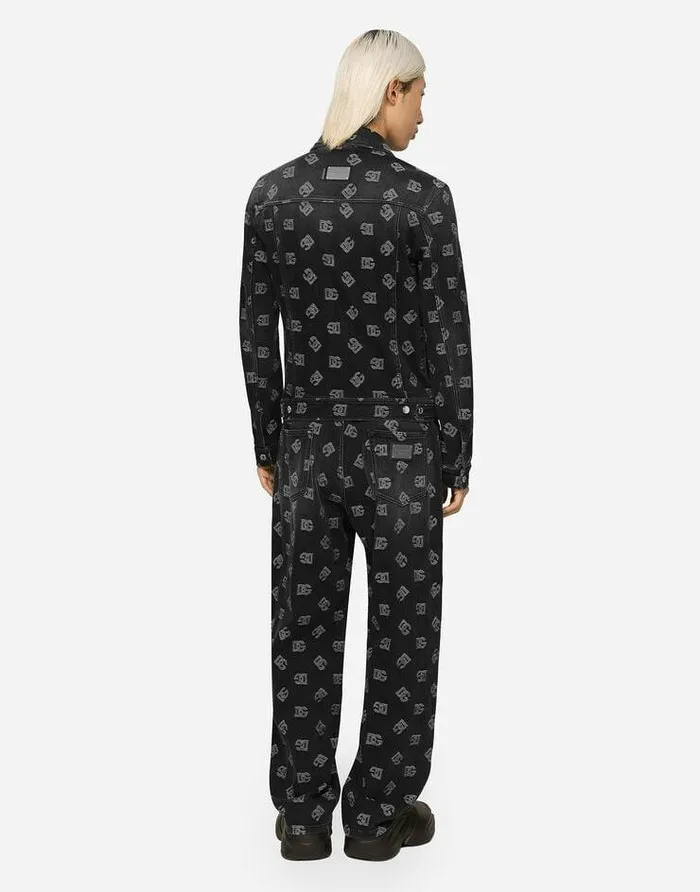 Dolce and Gabbana Coats And Jackets Men Stretch Cotton Jacquard Jacket With DG Monogram Design Black Dolce and Gabbana Coats And Jackets Men Stretch Cotton Jacquard Jacket With DG Monogram Design Black