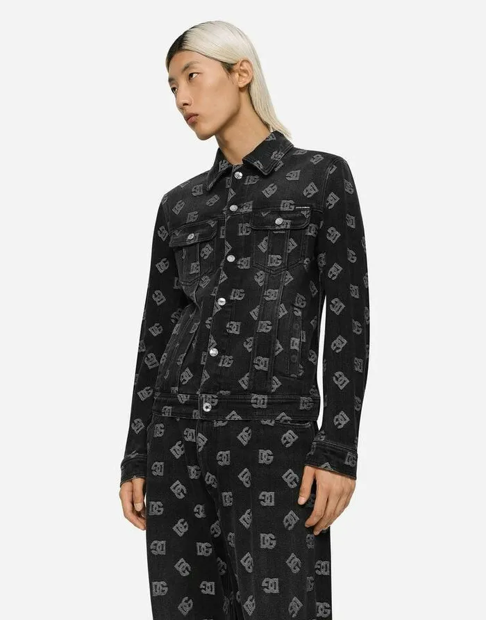 Dolce and Gabbana Coats And Jackets Men Stretch Cotton Jacquard Jacket With DG Monogram Design Black Dolce and Gabbana Coats And Jackets Men Stretch Cotton Jacquard Jacket With DG Monogram Design Black