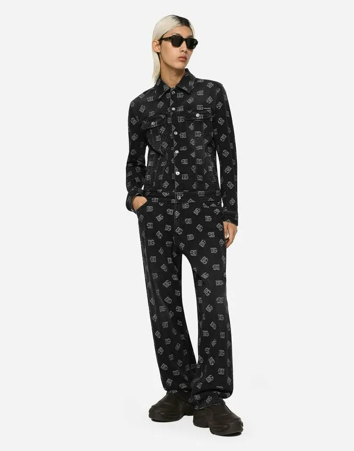 Dolce and Gabbana Coats And Jackets Men Stretch Cotton Jacquard Jacket With DG Monogram Design Black Dolce and Gabbana Coats And Jackets Men Stretch Cotton Jacquard Jacket With DG Monogram Design Black