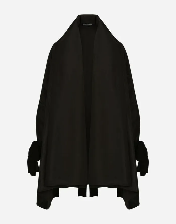 Dolce and Gabbana Coats And Jackets Women KIM DOLCEandGABBANA Taffeta And Moir Cape With The ReEdition Label Black Dolce and Gabbana Coats And Jackets Women KIM DOLCEandGABBANA Taffeta And Moir Cape With The ReEdition Label Black