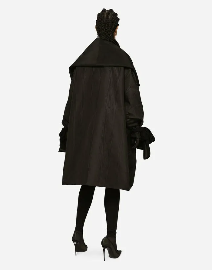 Dolce and Gabbana Coats And Jackets Women KIM DOLCEandGABBANA Taffeta And Moir Cape With The ReEdition Label Black Dolce and Gabbana Coats And Jackets Women KIM DOLCEandGABBANA Taffeta And Moir Cape With The ReEdition Label Black