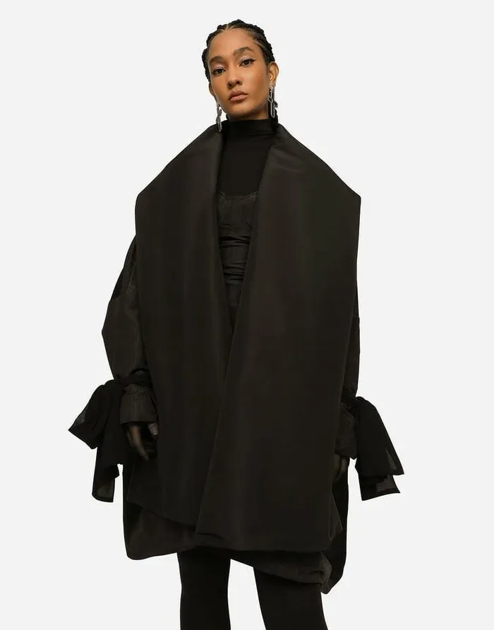 Dolce and Gabbana Coats And Jackets Women KIM DOLCEandGABBANA Taffeta And Moir Cape With The ReEdition Label Black Dolce and Gabbana Coats And Jackets Women KIM DOLCEandGABBANA Taffeta And Moir Cape With The ReEdition Label Black